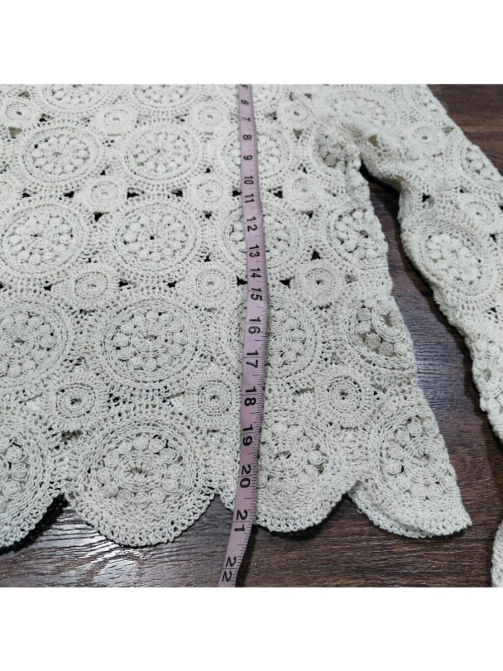Zara Womens Cream Crochet boho Lace Long Sleeve Top S - Picture 6 of 11